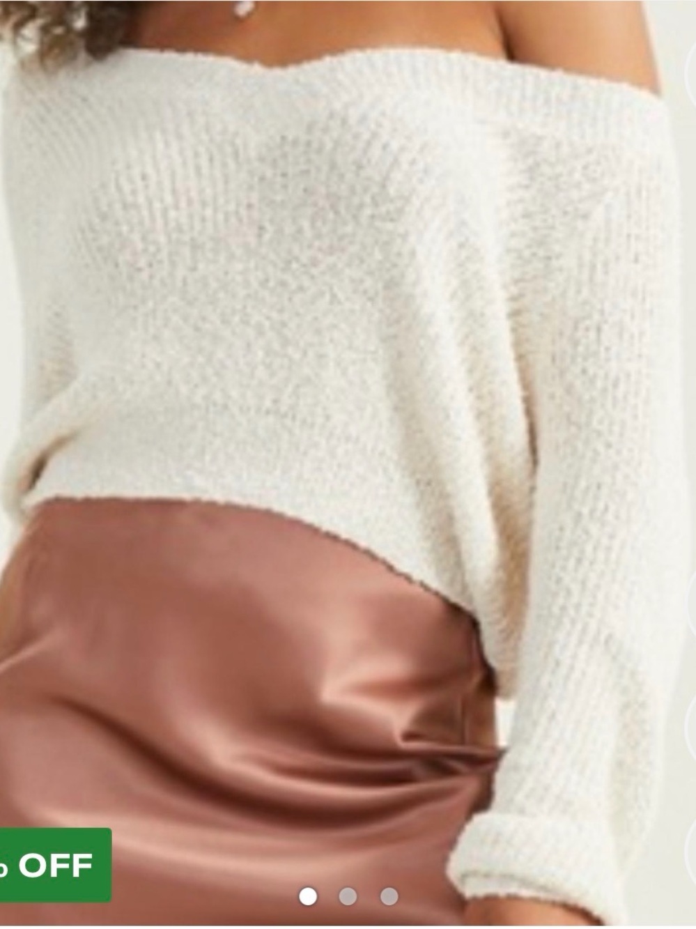 Altar'd State Cream Off-Shoulder Knit Sweater